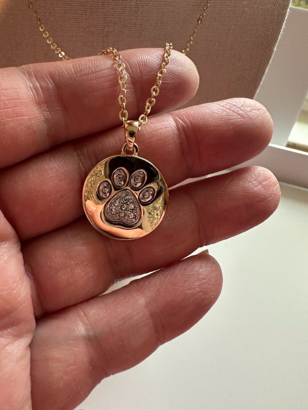 Park Lane Jewelry Fur ever necklace  NIP! Gold pawprint pave crystals Great gift